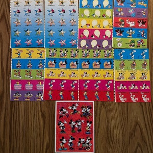 vintage Disney Mickey Mouse Minnie Donald Duck Stickers Homework School Rewards Calendar 9 Sheets