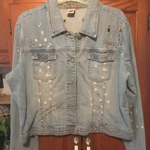 Vintage Jean Jacket Women&#39;s LA Blues Studded Denim Jacket Size XL LA Blues Deluxe