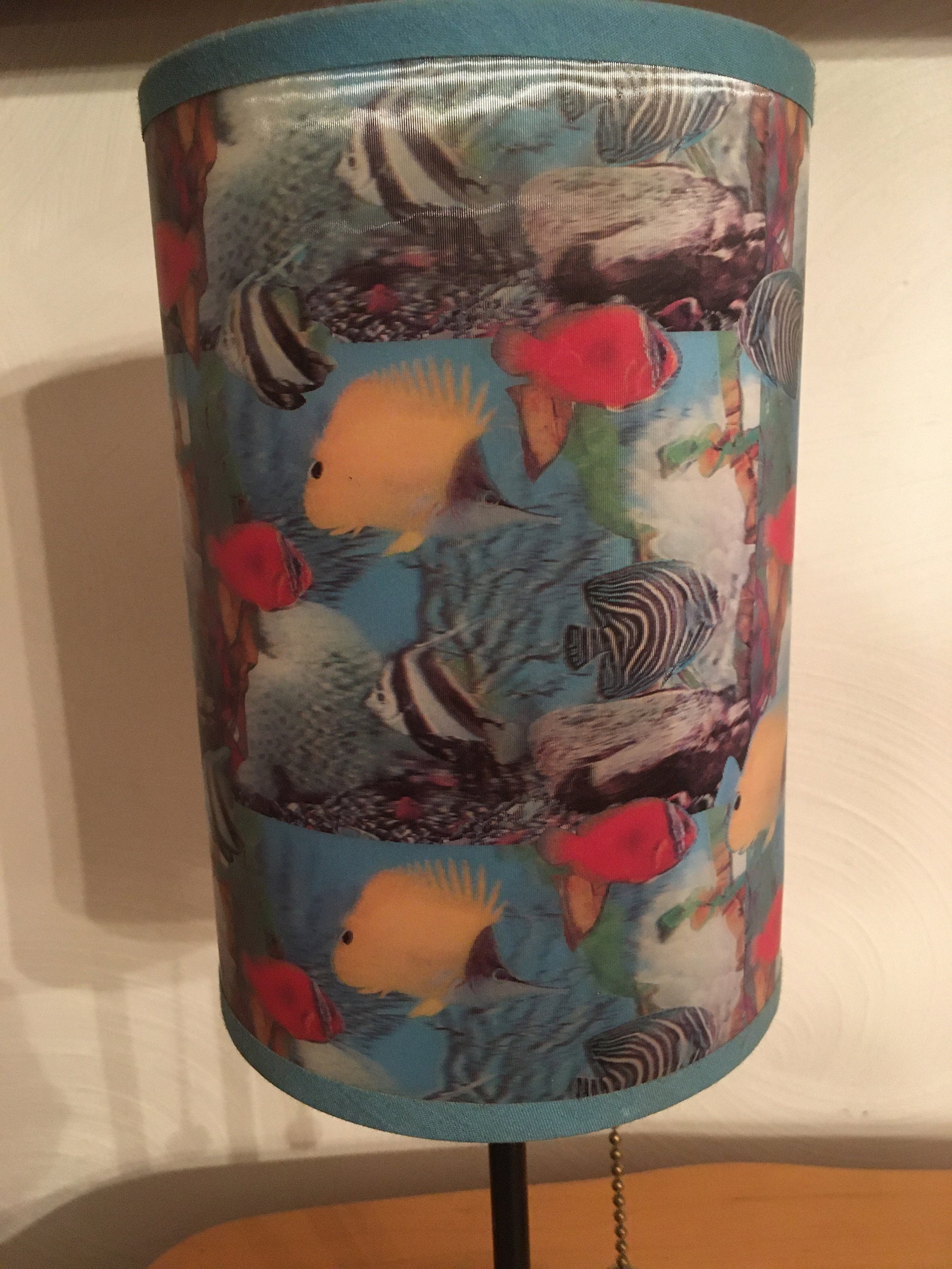 Vintage 3D Tropical Fish Lamp Shade Table Lamp 14 Inches Tall Etsy