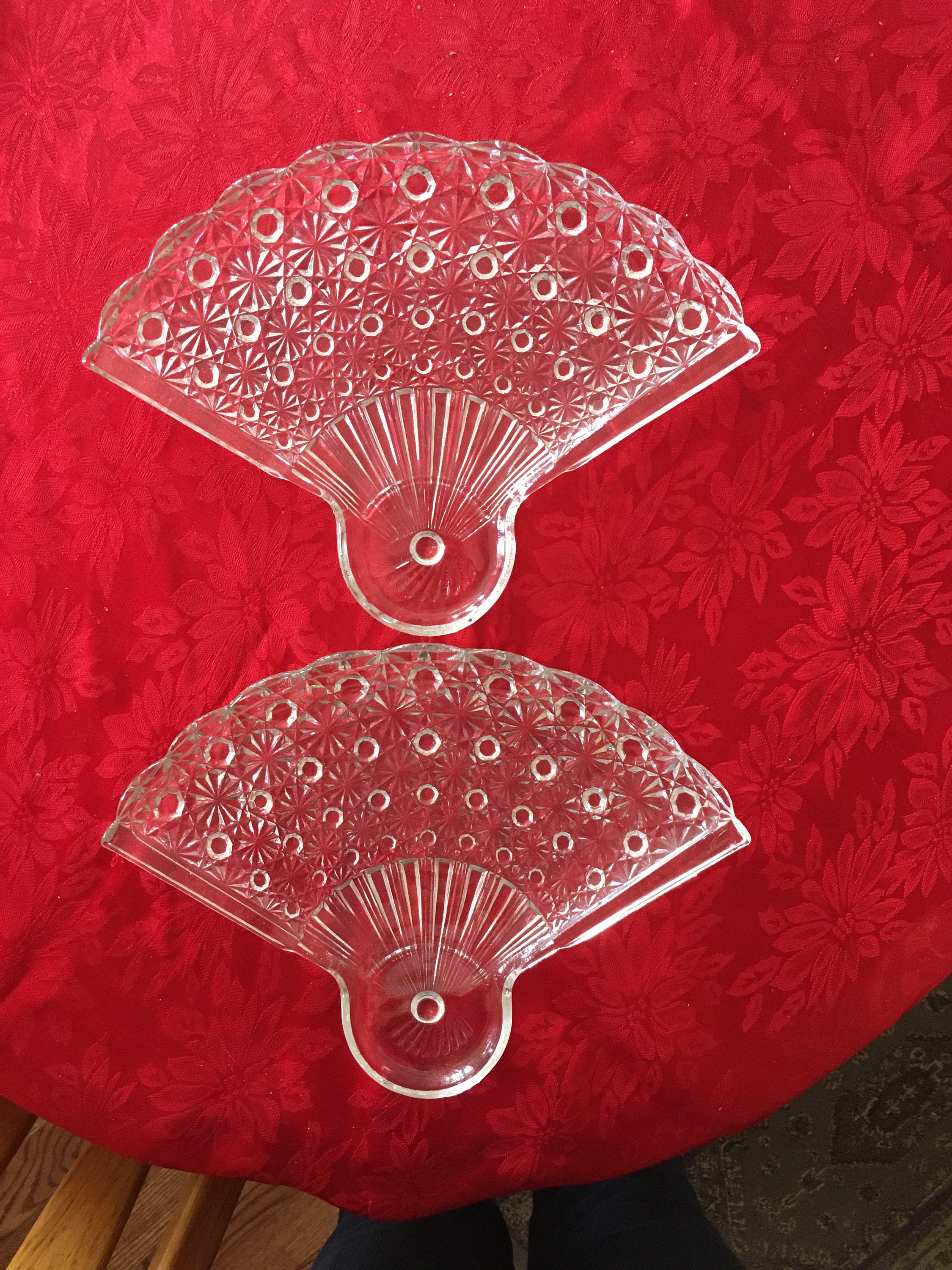 Fan Shaped Vintage Crystal Plates Dishes Daisy and Button Etsy