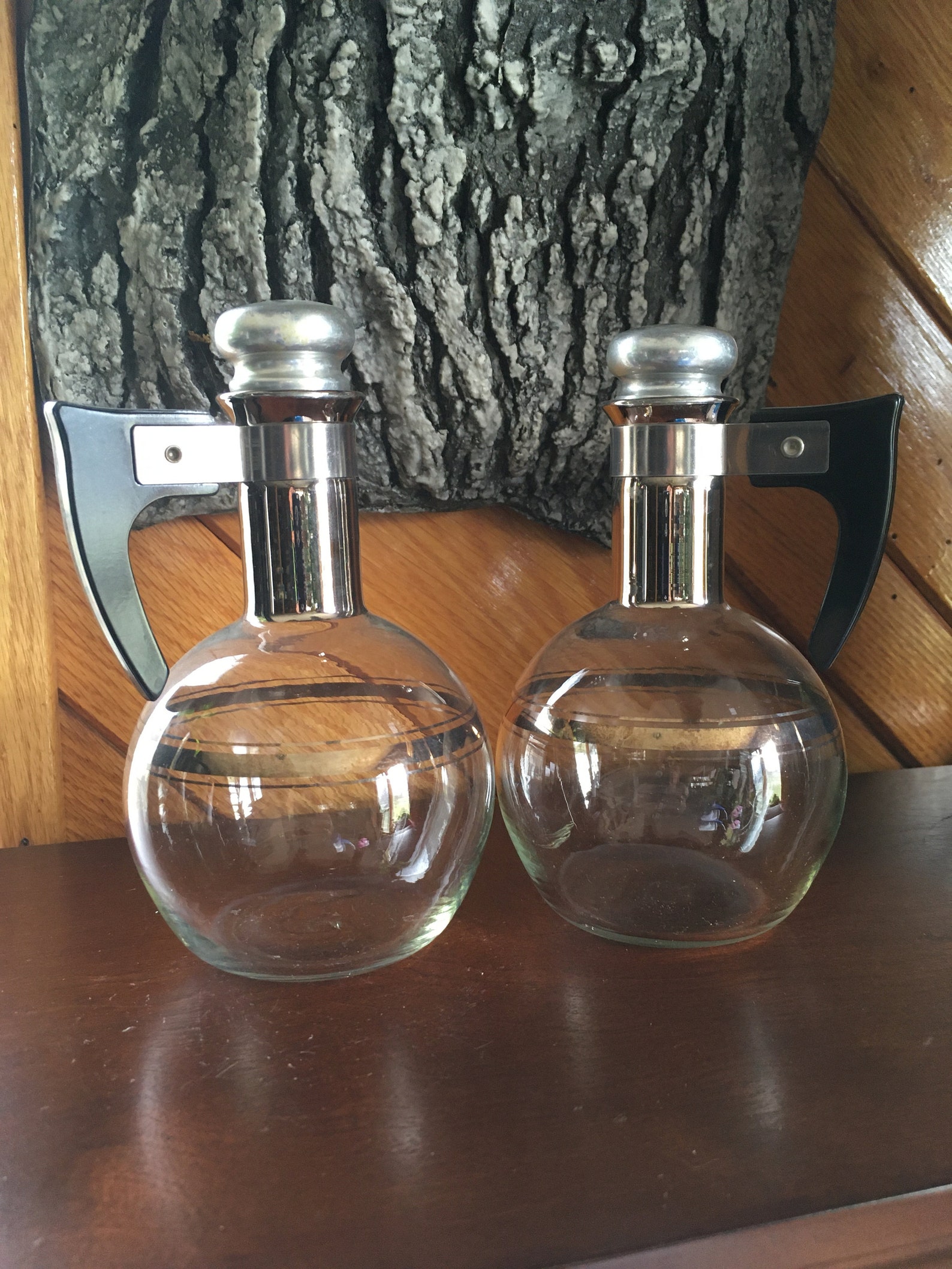 Vintage Oil and Vinegar Cruets Glass Decanters With Bakelite Etsy