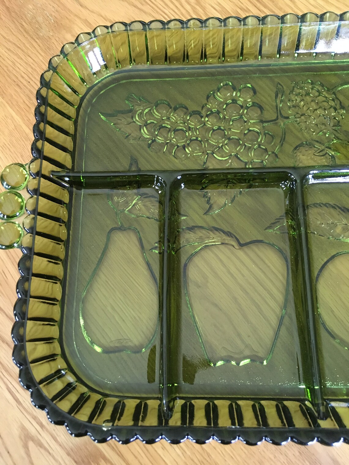 Vintage Indiana Green Glass Vegetable Tray Condiment Tray Etsy New