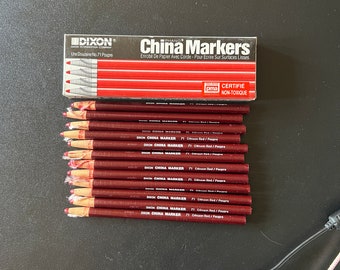 Vintage Dixon Grease Pencils China Markers Set of 12 Paper Wrapped Pencils NIB