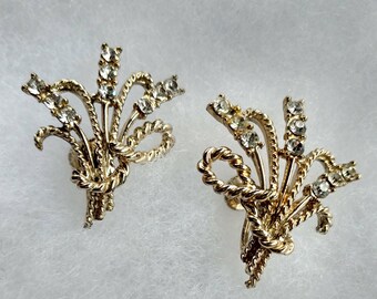Vintage Coro Screw Back Earrings with Rhinestones