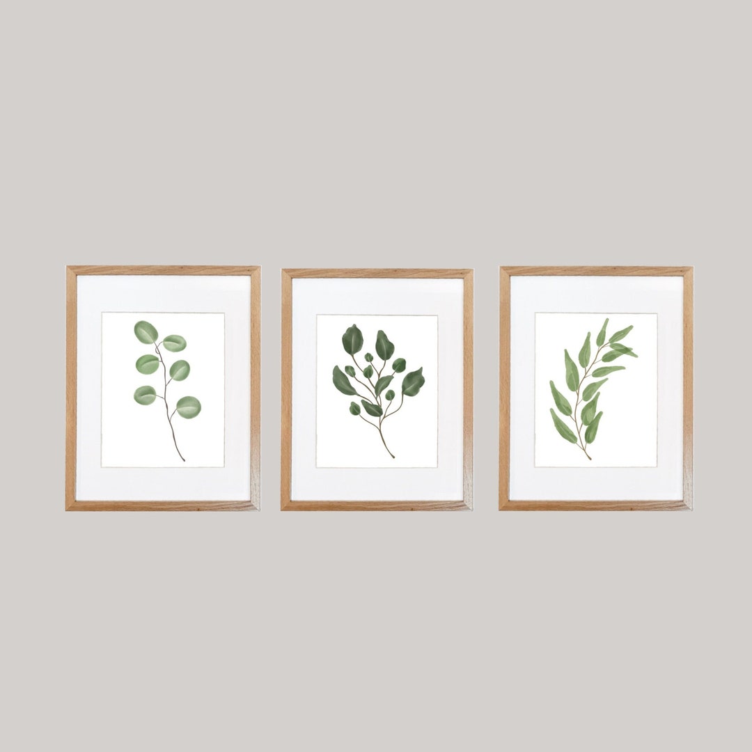 Leaves Digital Print Wall Art Leaf Wall Art Set of 3 Etsy