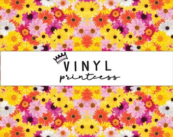 Pink SIMPLY DAISY Pattern HTV Heat Transfer Vinyl 12x18 Daisies Flower Pattern for Shirts