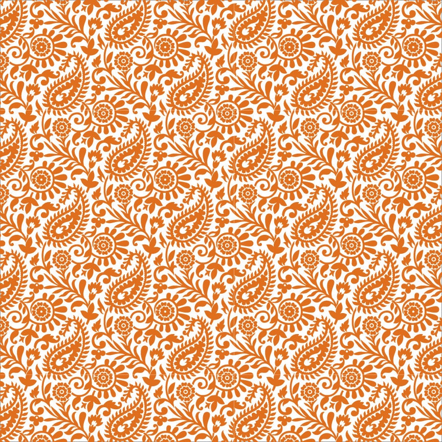 Burnt Orange Paisley Patterned Vinyl Choose From Adhesive Etsy