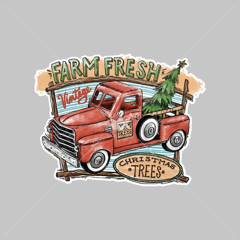 Christmas Ironon Transfer Vintage Christmas Truck HTV Etsy