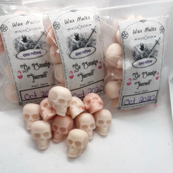 Go Smudge Yourself mini skull wax melts wicca pagan witchcraft horror cleansing tarts