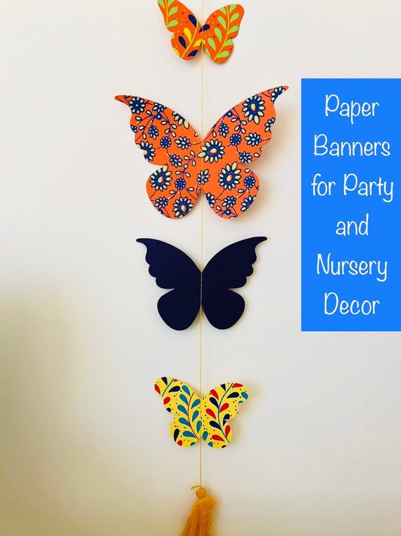 Butterfly Animal Bunting For Themed Kids Birthday Party Etsy