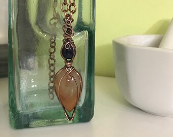 Aventurine and Lapis Lazuli "Goddess Pendant" in Antiqued Copper