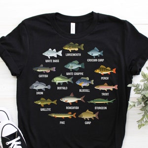 Type Of Fish Fishing Lover T-Shirt, Fisherman Gifts, Father's Day Dad Grandma TShirt, Catfish, Bass, Pike, Carp Saltwater Fly Fishing Shirts