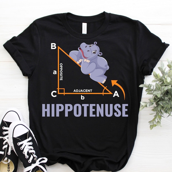 Hypotenuse Formula Hippo Math Analytical Funny Sarcasm Humor Teacher Student Gift T-Shirt, Hippopotamus Hippos Lover School classroom Outfit