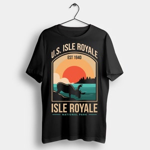Isle Royale National Park US Vintage T-Shirt, USA Lake Superior Michigan Canada Parks Lover Gifts, Adventure Outdoors, Camping Hiking Travel