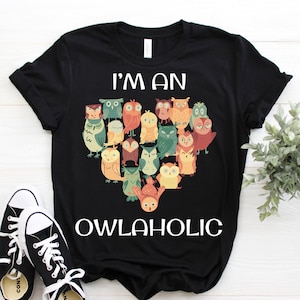 I'm an Owlaholic Owl Heart Love T-Shirt, Cute Owls Gift, Bird Nerd Watching Birdwatching Watcher T Shirts, Birding Lover, Ornithologist,