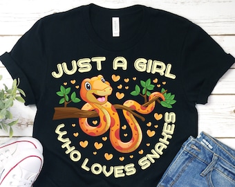 Just a Girl Who Loves Snakes T-Shirt, Funny Snake Shirts, Cute Snake Tee, Snake Lover Gift TShirt, Birthday, Girls Snake Shirt, Kids,