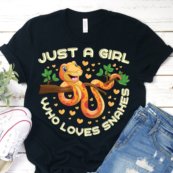 Just a Girl Who Loves Snakes T-Shirt, Funny Snake Shirts, Cute Snake Tee, Snake Lover Gift TShirt, Birthday, Girls Snake Shirt, Kids,