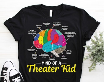 Mind Of Theatre Kid T-Shirt, Musical Drama Actor Actress Gift, Broadway Play Lover, Acting Coach, Act Performer, Performance Outfit Costume,