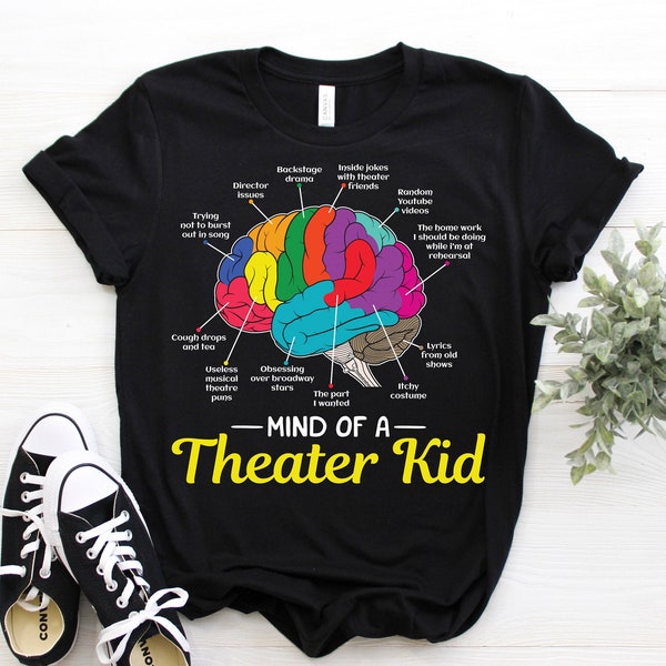 Mind Of Theatre Kid T-Shirt, Musical Drama Actor Actress Gift, Broadway Play Lover, Acting Coach, Act Performer, Performance Outfit Costume,