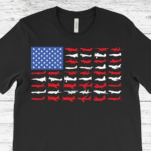 Pilot Airplane American Flag Vintage T-Shirt, Aviation Shirts, Flying Airline School Gifts, Aviators Planes T-Shirt, Pilots Flight Mechanic,