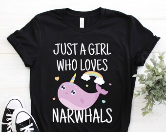 Narwhal T-Shirt, Narwhal Gift, Narwhal TShirt, Unicorn Tee, Whale, Cute Narwhal, Narwhal Lover, Kids Girls Birthday Party, Save The Narwhals