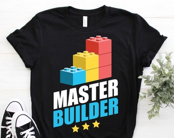 Master Builder Building Blocks Brick Builders Toys Gift T-Shirt, Cool Funny Playing Build Builders Kids Youth Children Toddler Cute Present,