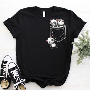 Pandas in Pocket Awesome Funny T-Shirt, Cute Panda Outfit, Panda Bear Animal Lover Costume, Birthday Present Clothes, Hoodie Sweatshirt Tee,