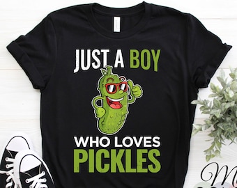 Just A Boy Who Loves Pickles T-Shirt, Funny Pickle, Pickle Tee for Kids Pickle Cucumber Lover Gift, Boys Birthday Present, Christmas Costume
