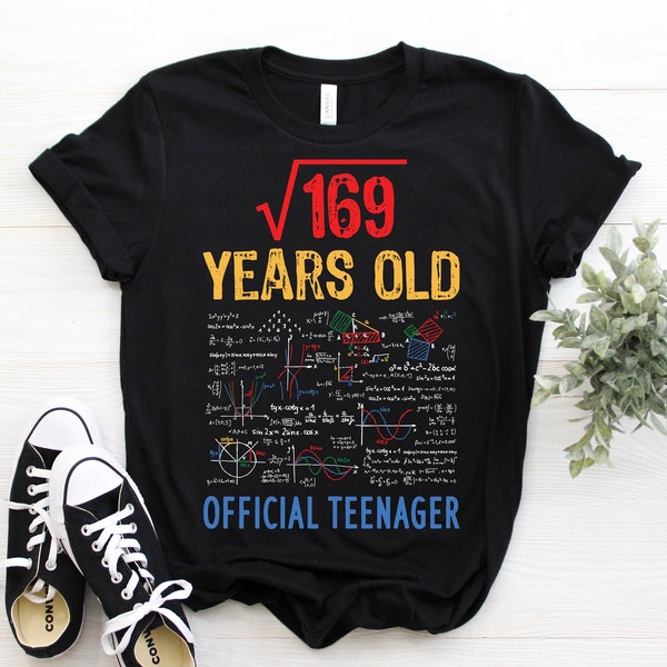Square Root Of 169 13 Years Old Official Teenager Birthday T-Shirt, Gifts Math Bday Party, Mathematic Maths Science Lover Boys Girls Costume
