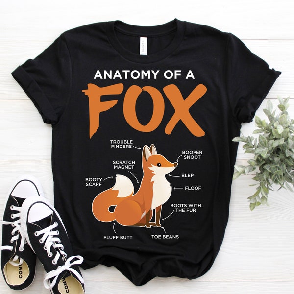Anatomy Of A Fox Funny T-Shirt, Red Foxes Lovers, Adorable Cute Animals Educational TShirt, Birthday Christmas Gift Tees, Adult, Youth, Kids