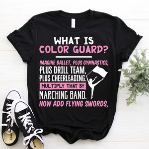 Color Guard Girl Funny T-Shirt, Winter Guard, Performer Girls Coach Gifts, Tossing Spinning Flag Costume Birthday Present, School College,