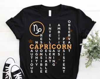 Capricorn Facts Traits Horoscope Zodiac Astrological Sign Funny T-Shirt, Born On December 22 - January 19 Gifts, Capricorn Birthday Present,