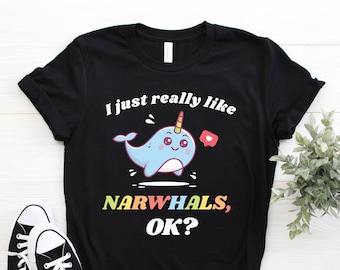 Narwhal T-Shirt, Narwhal Gift, Narwhal TShirt, Unicorn Tee, Whale, Cute Narwhal, Narwhal Lover, Kids Girls Birthday Party, Save The Narwhals