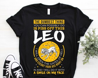 Leo Lion Horoscope Zodiac Astrological Sign T-Shirt, Born On July 23 - August 22 Gifts, Leo Birthday Cool TShirt, Christmas Present Tees,