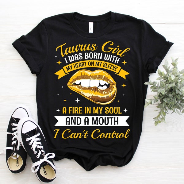 Taurus Girl Horoscope Zodiac Astrological Sign Lips Funny T-Shirt, Born On April 20 - May 20 Gifts, Cool Taurus Birthday Present Tees,