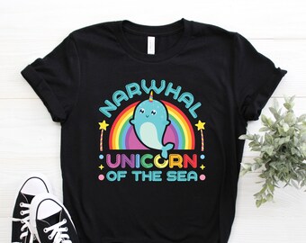 Narwhal T-Shirt, Narwhal Gift, Narwhal TShirt, Unicorn Tee, Whale, Cute Narwhal, Narwhal Lover, Kids Girls Birthday Party, Save The Narwhals