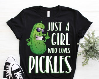 ピクルスが大好きな女の子のTシャツ、面白いピクルスシャツ、かわいいピクルスTシャツ、ピクルス好きへのギフトTシャツ、誕生日、女の子のピクルスシャツ、キッズ、