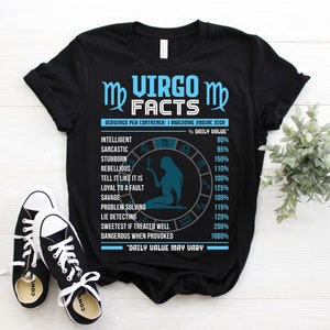 Virgo Facts Traits Horoscope Zodiac Astrological Sign Funny T-Shirt, Born On August 23 - September 22 Gifts, Cool Virgo Birthday Present Tee