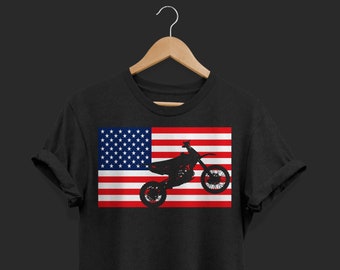 Dirt Bike American Flag Enduro Bikes Rider Motorcycle Motocross T-Shirt, Funny Freestyle Competition, Off Road Motorcycles, Gifts Kids Youth