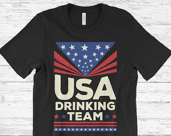 USA Drinking Team 4 juli T-Shirt, Patriottische T-shirts, Onafhankelijkheidsdag, Vierde juli, Merica Shirt, USA Vlag, Grappig 4 juli Shirt