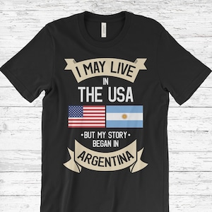 I May Live in The USA But My Story Begann in Argentinien T-Shirt, Amerikanische Flagge Argentinier Wurzeln, Argentinien Geschenke, Geburtstagsgeschenk, Tank Top,