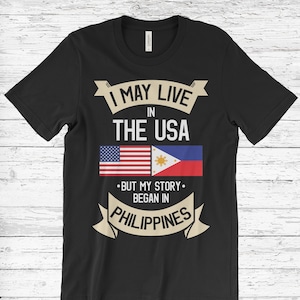 I May Live in The USA But My Story Began in Philippines T-Shirt, American Flag Filipino Roots, Philippines Gifts, Birthday Present, Tank Top