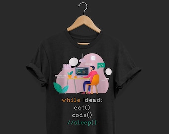 Programowanie Jedz Sen Kodowanie Zabawna Koszulka, Programista Stron Internetowych Programiści Programiści Oprogramowania Koder Prezent, Informatyka Nerd Geek Prezent,