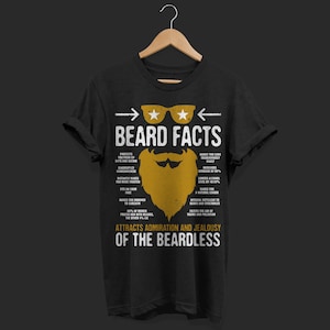 Funny Beard Facts Vintage Retro Style Funny Bearded Gift T-shirt, Cool Beards Costume TShirt, Dad Long Beards Man Mustache Shirts,