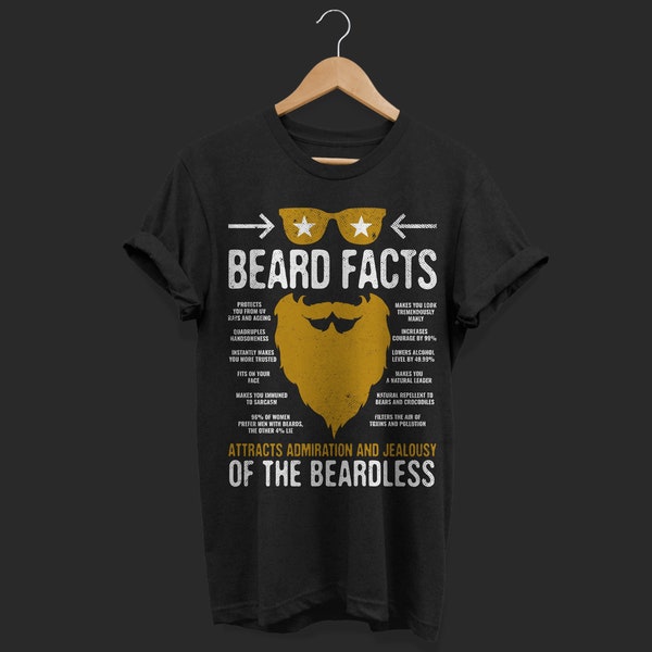 Funny Beard Facts Vintage Retro Style Funny Bearded Gift T-shirt, Cool Beards Costume TShirt, Dad Long Beards Man Mustache Shirts,