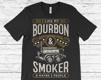I Like Bourbon And My Smoker Funny T-shirt, Vintage Bbq Grill Meat Smoke TShirt, Drinking Whiskey Lovers Shirts, Old Fashioned, Father's Day