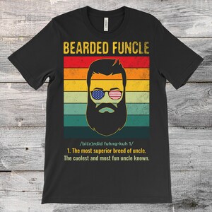 Bearded Funcle Funny Uncle Definition T-Shirt, Vintage Cool Beard Costume Gift, Long Beards Man Mustache, Boyfriend Dad, Birthday Present,