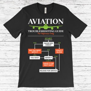 Pilot Airplane Aviation Troubleshooting Guide Funny T-Shirt, Vintage Flying Shirts, Airline School Gifts, Aviators Planes, Mechanic TShirt,