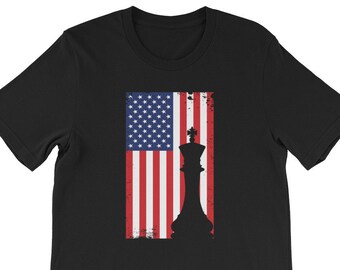 American Flag Vintage Chess Unisex Shirt, Chess Shirt, Chess Gift, Funny Chess Shirt, Chess, Dad Father's Day T-Shirt, Chess Player Gift,