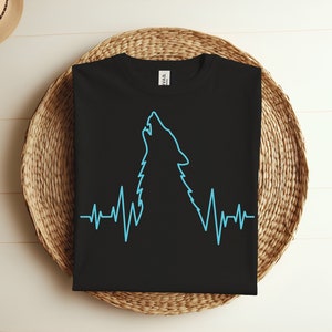 Wolf Howling Pulse Heartbeat Wolves Gift Costume T-Shirt, Animals Wildlife Lover Shirt, Grey Wolf Birthday Present Boys Girls Kids Adults,